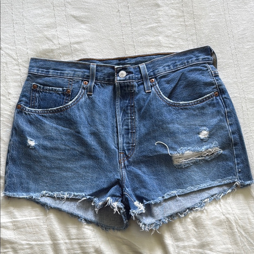 SOLD. Levi's Blue Jean Shorts Distressed Cut-Offs